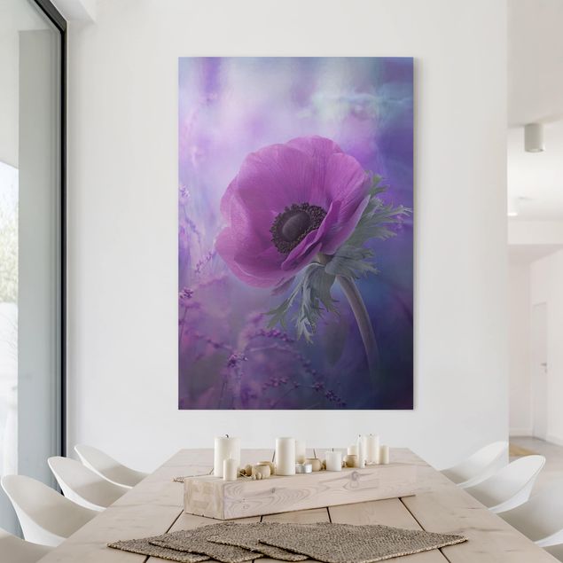 Wandbilder Blumen Anemonenblüte in Violett