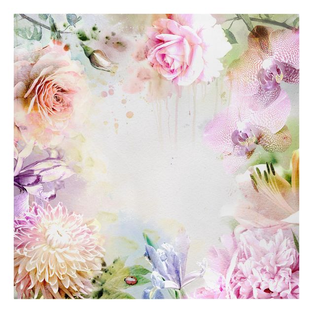 Schöne Wandbilder Aquarell Blütenmix Pastell