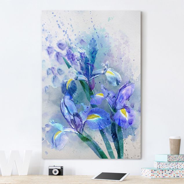 Leinwand Bilder XXL Aquarell Blumen Iris