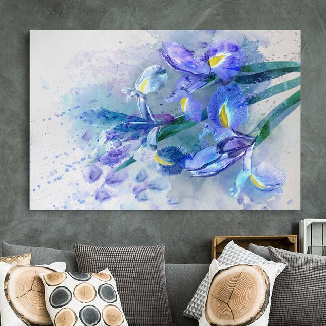 Leinwandbilder XXL Aquarell Blumen Iris