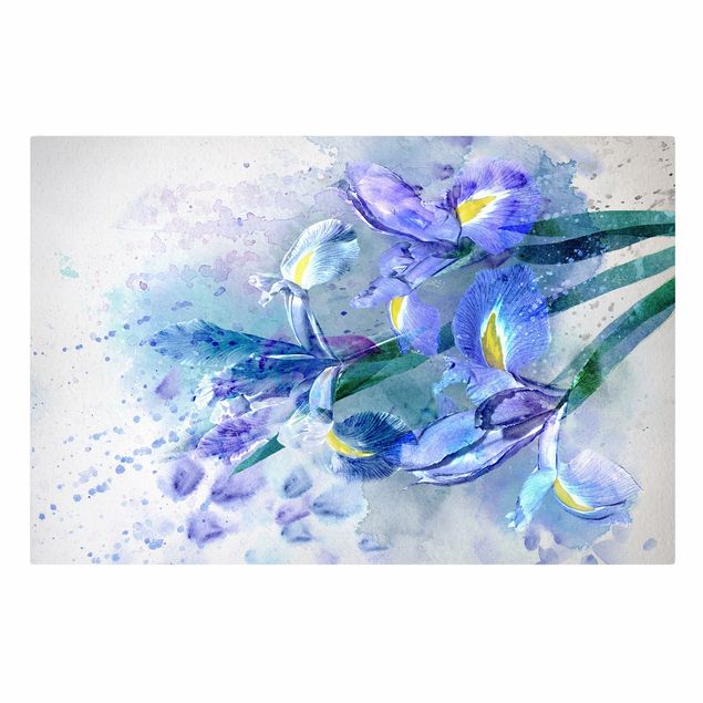 Schöne Wandbilder Aquarell Blumen Iris