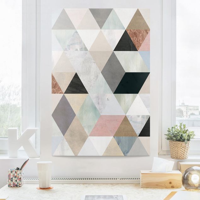 Leinwandbild Kunstdruck Aquarell-Mosaik mit Dreiecken I