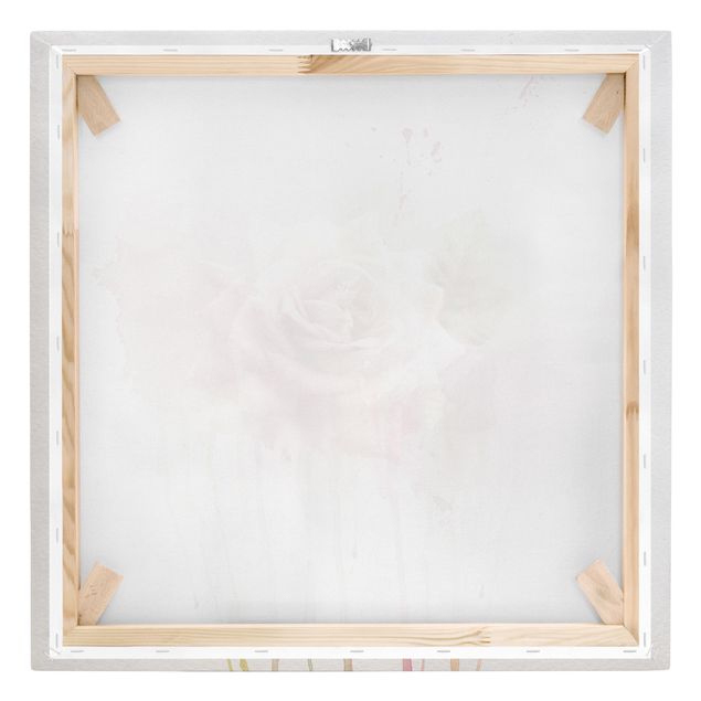 Leinwandbild - Aquarell Rose - Quadrat 1:1