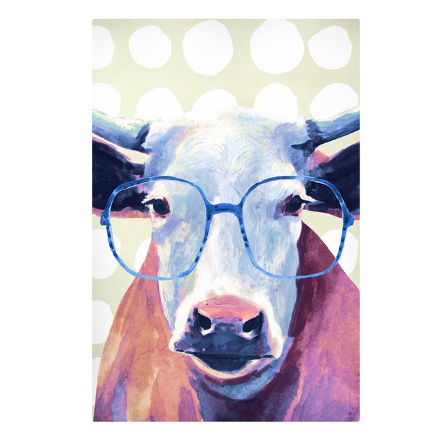 Bilder auf Leinwand Bebrillte Tiere - Kuh