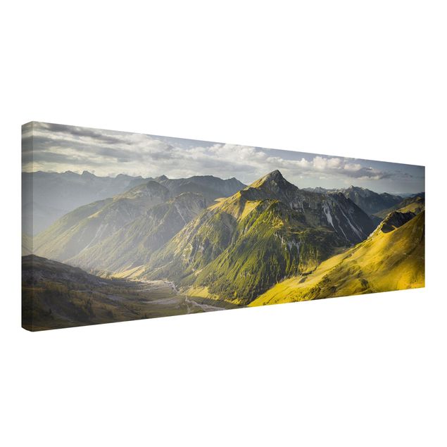 Moderne Leinwandbilder Wohnzimmer Berge und Tal der Lechtaler Alpen in Tirol