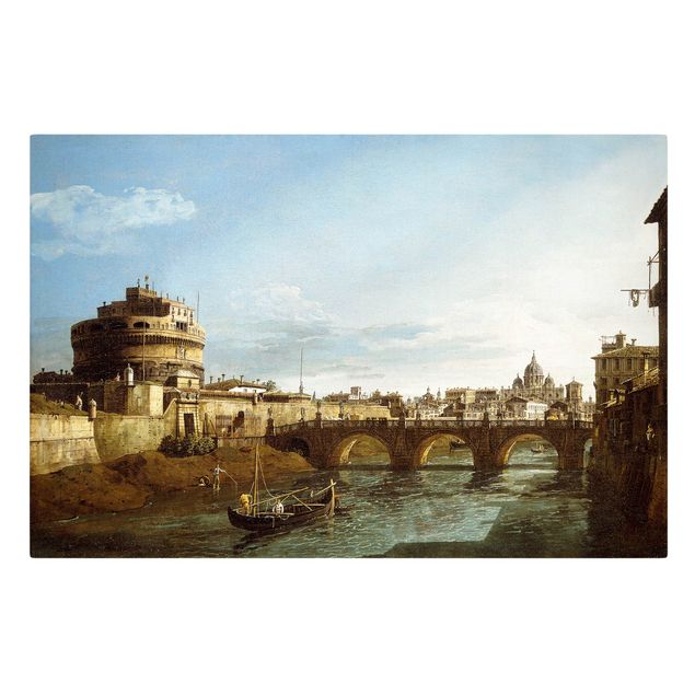 Leinwand Kunstdruck Bernardo Bellotto - Ansicht Roms in Richtung Westen