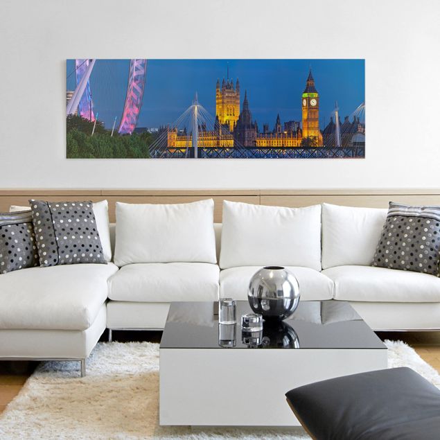 Leinwandbilder Skyline Big Ben und Westminster Palace in London bei Nacht