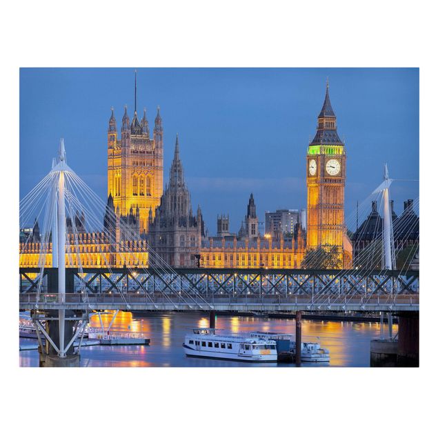 Schöne Wandbilder Big Ben und Westminster Palace in London bei Nacht