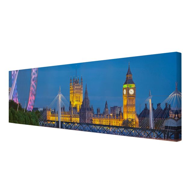 Bilder auf Leinwand Big Ben und Westminster Palace in London bei Nacht