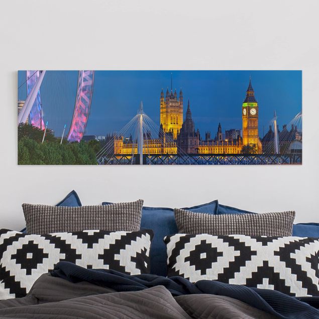 Leinwandbilder XXL Big Ben und Westminster Palace in London bei Nacht
