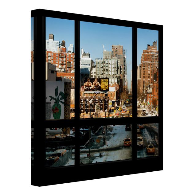 Leinwandbilder Wohnzimmer modern Blick aus Fenster auf Straße in New York