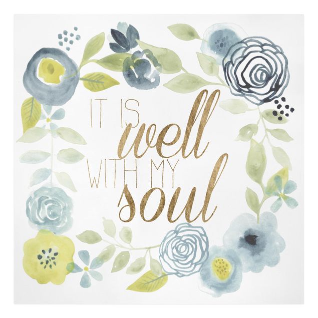 Bilder auf Leinwand Blumenkranz mit Spruch - Soul