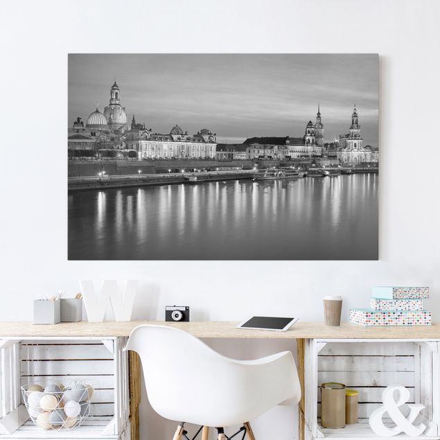 Dresden Leinwand Canaletto-Blick bei Nacht II