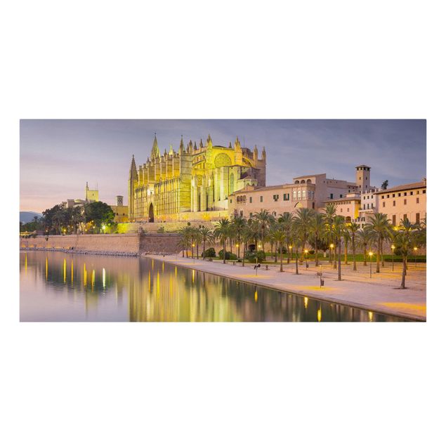 Bilder auf Leinwand Catedral de Mallorca Wasserspiegelung