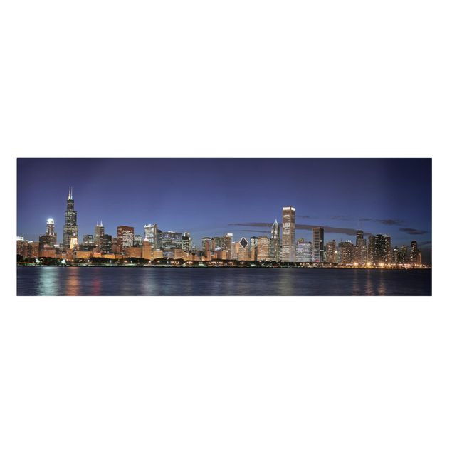 Bilder auf Leinwand Chicago Skyline bei Nacht