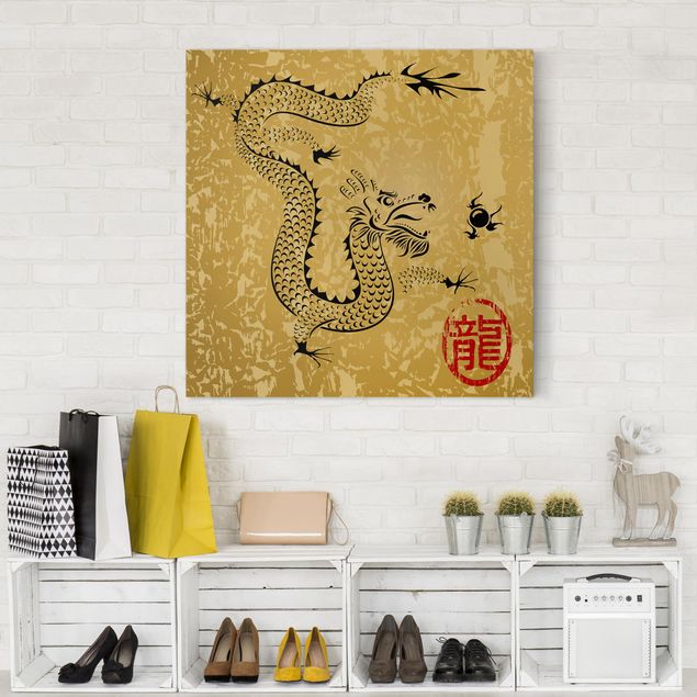 Leinwandbild Vintage Chinese Dragon