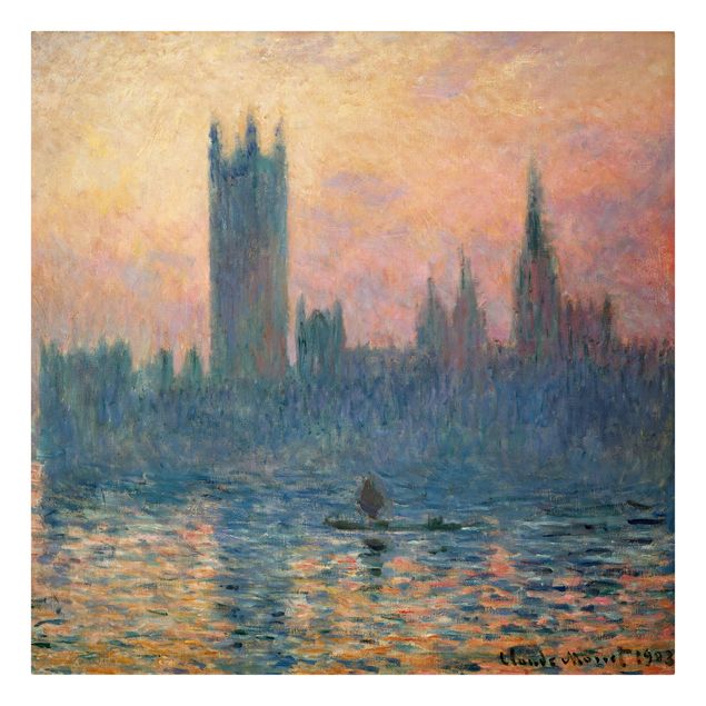 Wandbilder Wohnzimmer modern Claude Monet - London Sonnenuntergang