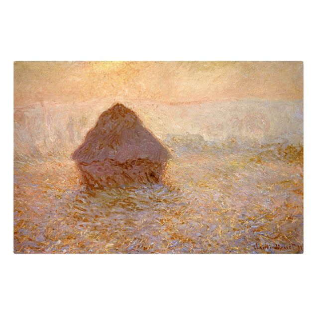 Leinwandbilder Wohnzimmer modern Claude Monet - Heuhaufen im Nebel