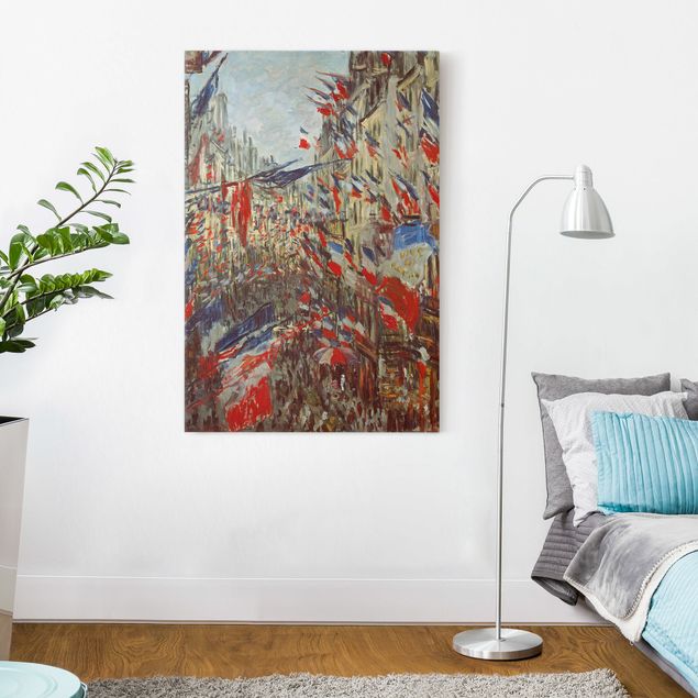 Leinwand Kunstdruck Claude Monet - Straße im Flaggenschmuck