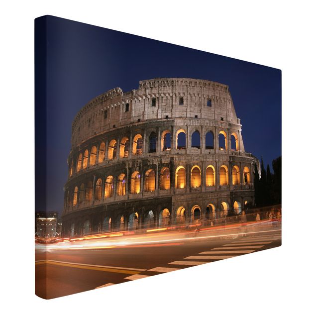 Wandbilder Wohnzimmer modern Colosseum in Rom bei Nacht