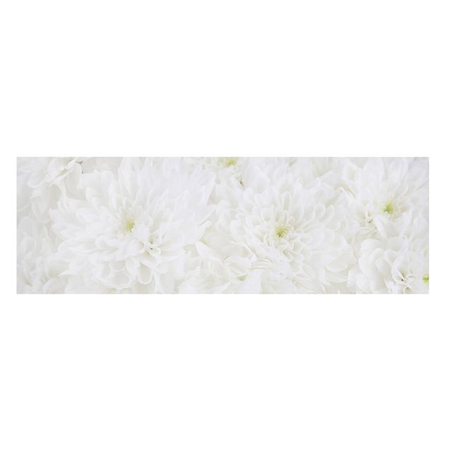 Schöne Leinwandbilder Dahlien Blumenmeer weiß