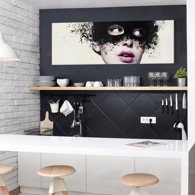 Moderne Leinwandbilder Wohnzimmer Das Mädchen mit der schwarzen Maske