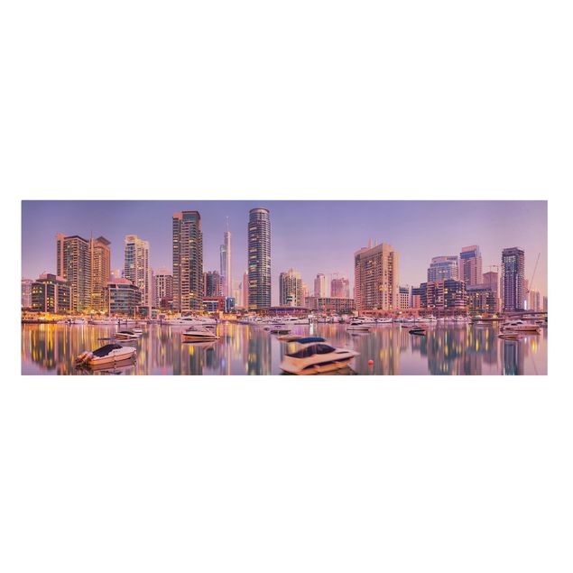 Moderne Leinwandbilder Wohnzimmer Dubai Skyline und Marina