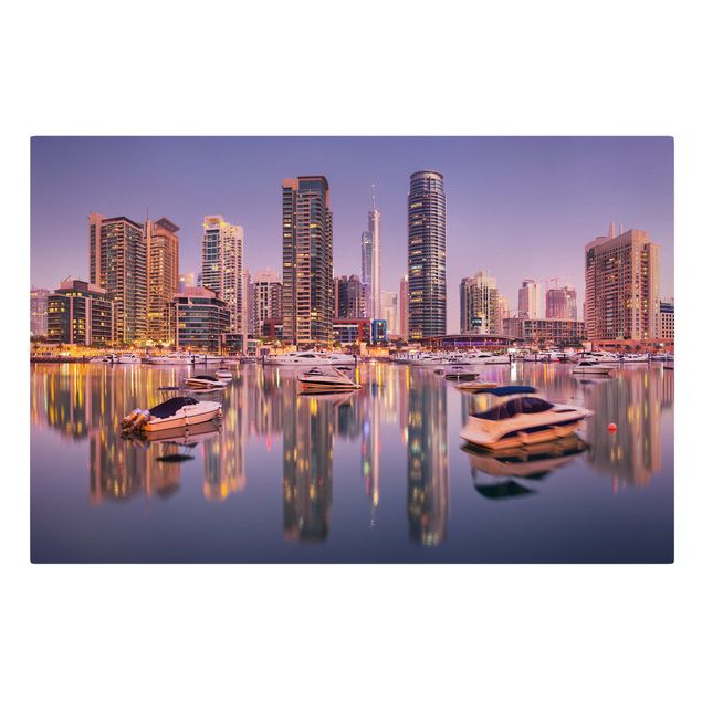 Leinwandbilder Wohnzimmer modern Dubai Skyline und Marina