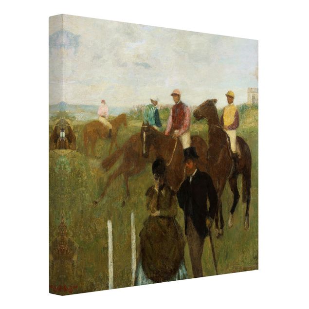 Leinwand Kunstdruck Edgar Degas - Jockeys auf Rennbahn