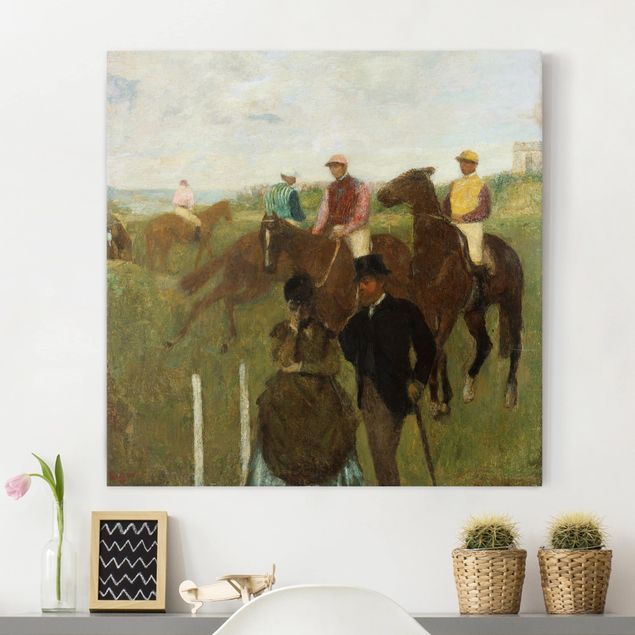 Leinwandbilder XXL Edgar Degas - Jockeys auf Rennbahn
