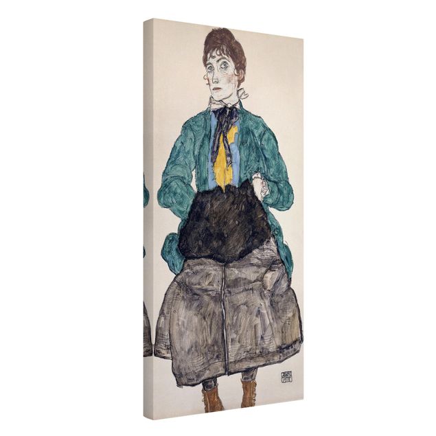 Moderne Leinwandbilder Wohnzimmer Egon Schiele - Frau in grüner Bluse
