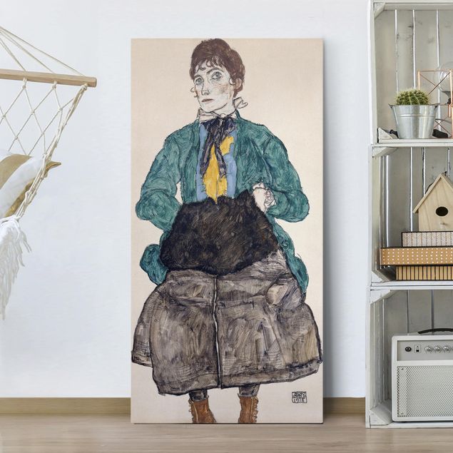 Leinwand Bilder XXL Egon Schiele - Frau in grüner Bluse
