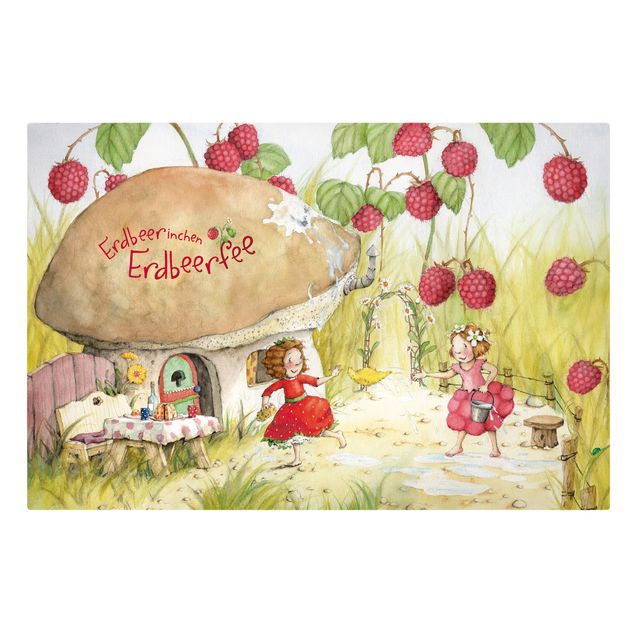 Leinwandbilder Erdbeerinchen Erdbeerfee - Unter dem Himbeerstrauch