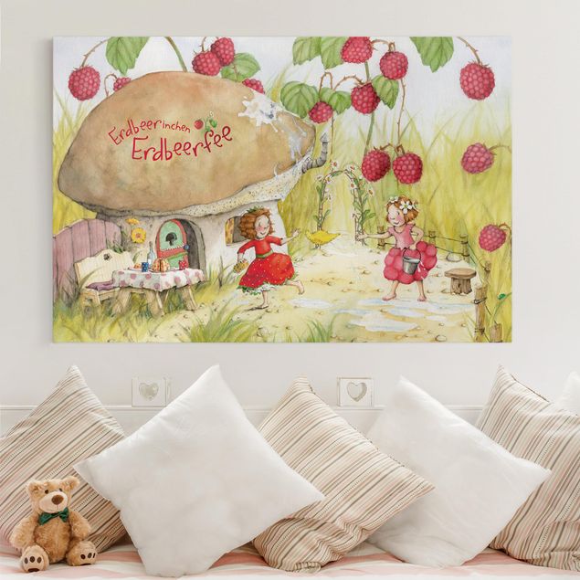 Wandbilder XXL Erdbeerinchen Erdbeerfee - Unter dem Himbeerstrauch