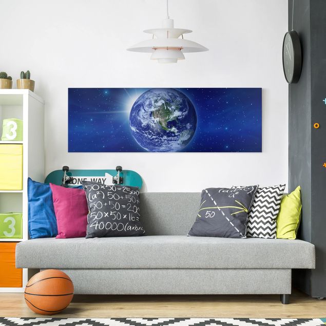 Moderne Leinwandbilder Wohnzimmer Erde im Weltall