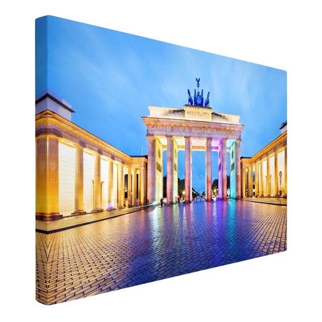 Moderne Leinwandbilder Wohnzimmer Erleuchtetes Brandenburger Tor