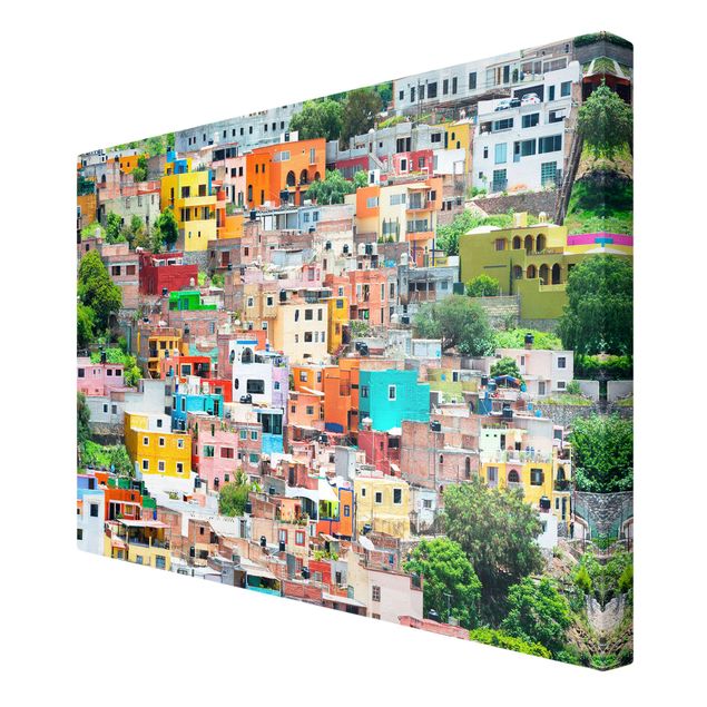Wandbilder Farbige Häuserfront Guanajuato