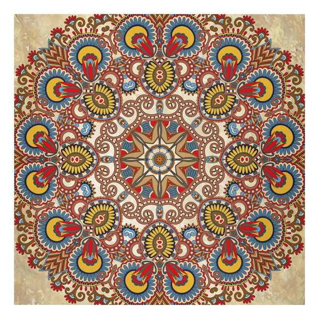 Leinwandbild - Farbiges Mandala - Quadrat 1:1