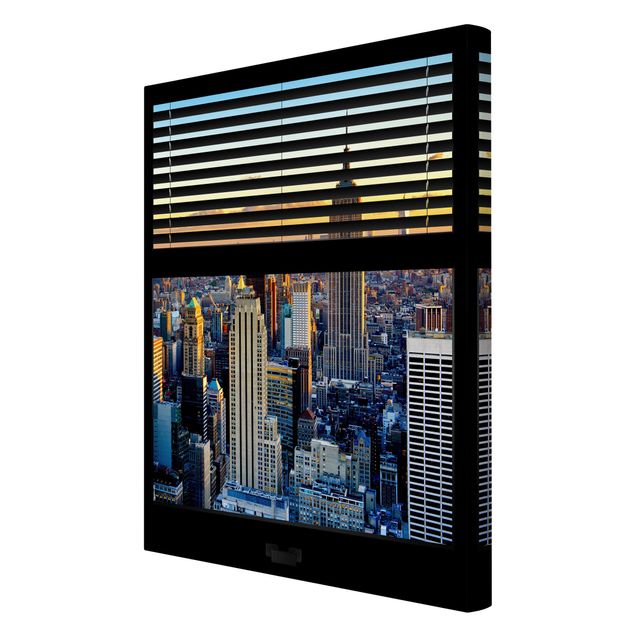 Kunstdruck Philippe Hugonnard Fensterausblick Jalousie - Sonnenaufgang New York