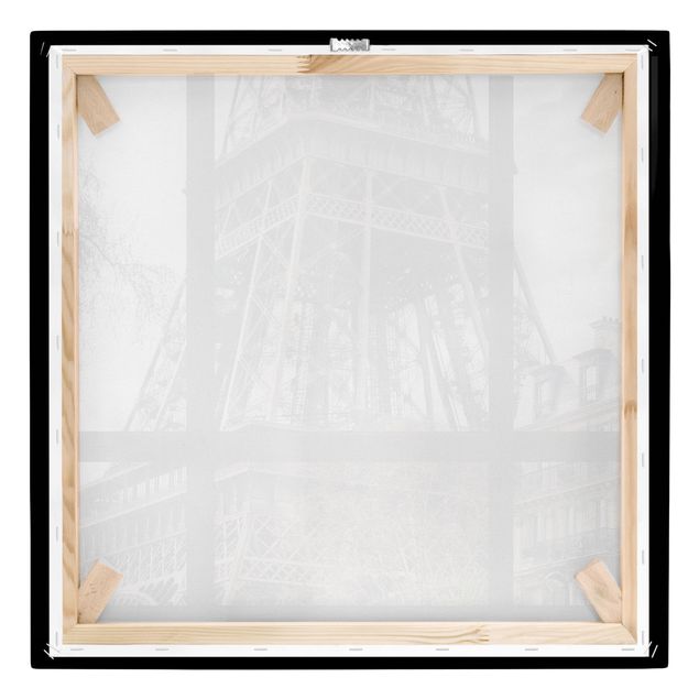Kunstdruck Philippe Hugonnard Fensterausblick Paris - Nahe am Eiffelturm schwarz weiß