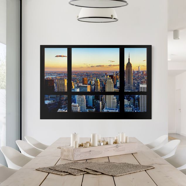 Leinwandbilder New York Fensterausblick - Sonnenaufgang New York