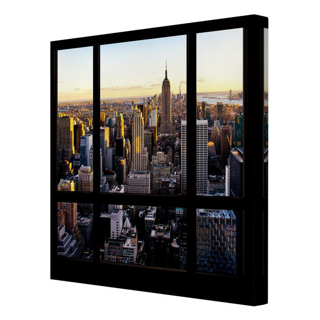 Kunstdruck Philippe Hugonnard Fensterblick am Abend über New York