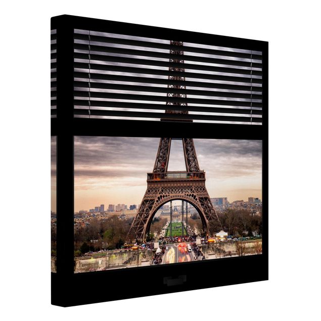 Wandbilder Skyline Fensterblick Jalousie - Eiffelturm Paris