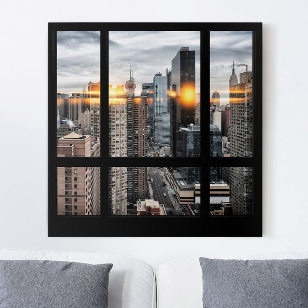 Wandbilder New York Fensterblick New York mit Sonnen-Reflexion