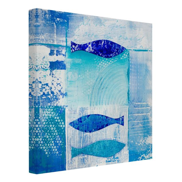 Leinwandbild Kunstdruck Fish in the Blue