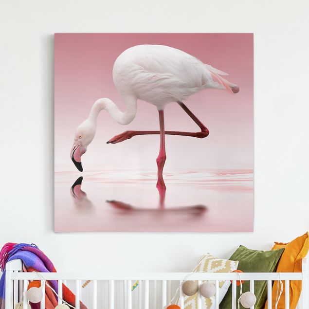 Leinwand Bilder XXL Flamingo Dance