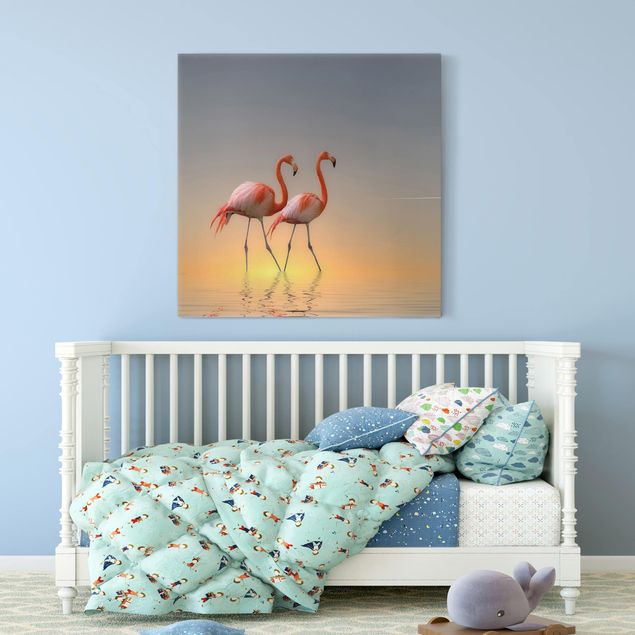 Wandbilder Tiere Flamingo Love