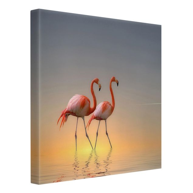 Leinwandbilder Tier Flamingo Love