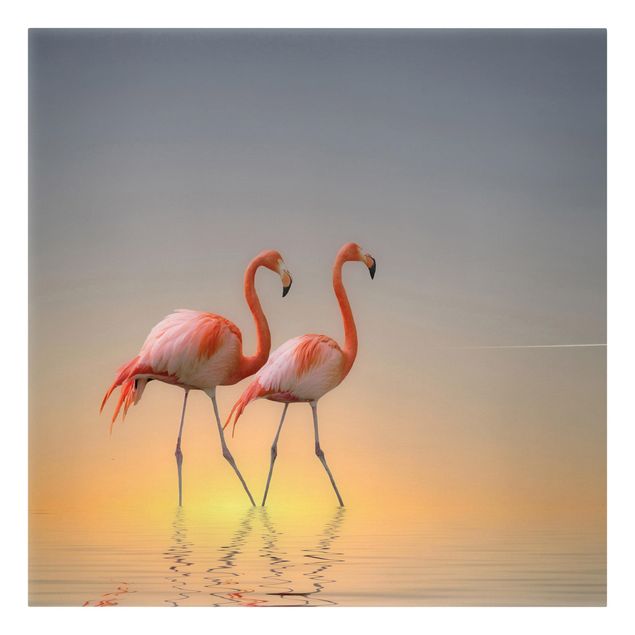 Leinwandbilder Wohnzimmer modern Flamingo Love