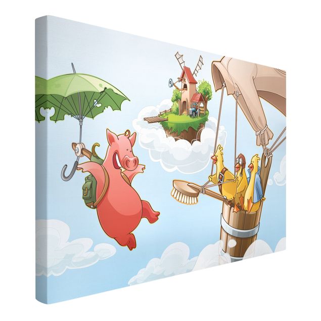 Wandbilder Fliegender Bauernhof Küken und Schwein